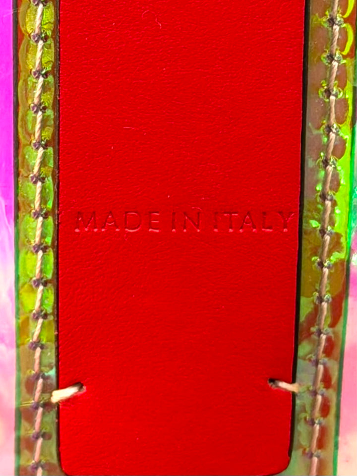 LOUBOUTIN MULTICOLOR CABATA IRIDESCENT GLITTER PVC LARGE TOTE BAG