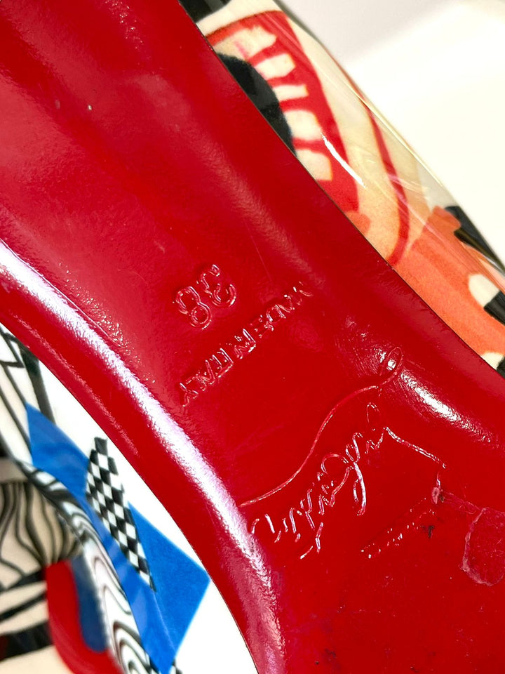 LOUBOUTIN MULTICOLOR PRINT HOT CHIC SAPEUR PATENT PUMPS