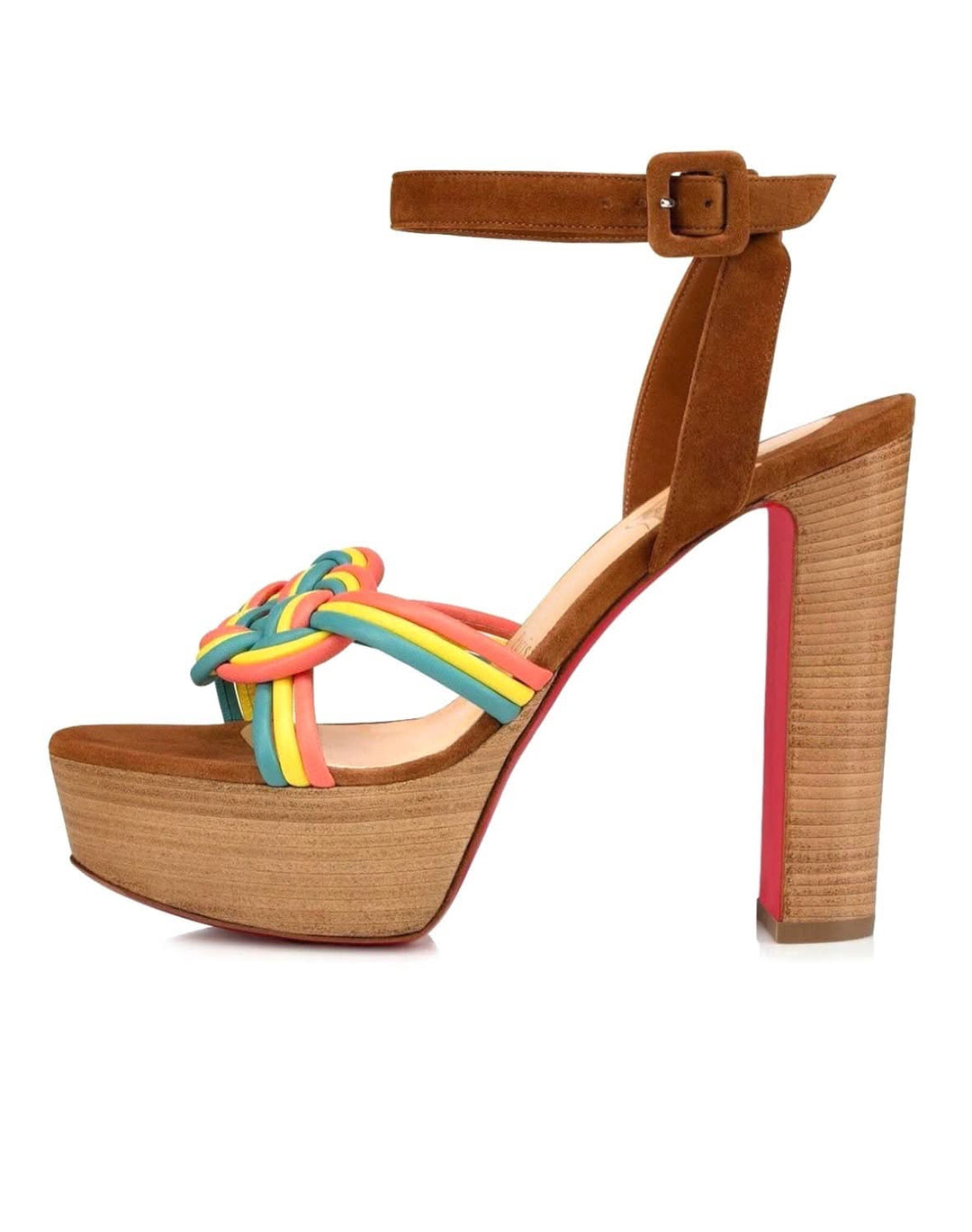 LOUBOUTIN NAPPA VEAU VELOURS COUIO ELLA 130 PLATFORM SANDALS