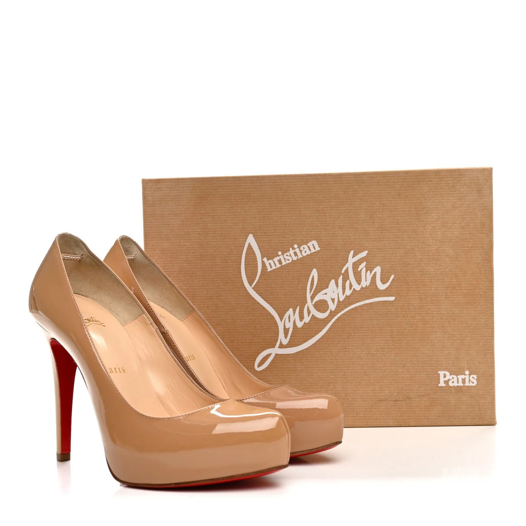 CHRISTIAN LOUBOUTIN ROLANDO 120 PLATFORM PATENT CALF LEATHER PUMPS