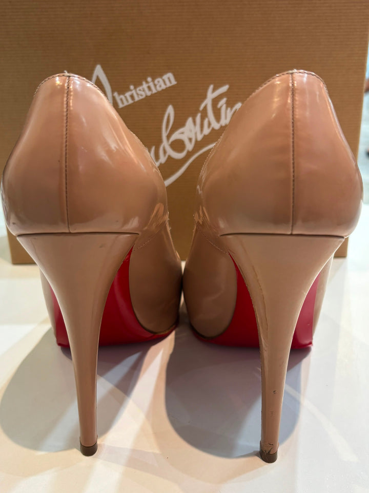 CHRISTIAN LOUBOUTIN ROLANDO 120 PLATFORM PATENT CALF LEATHER PUMPS