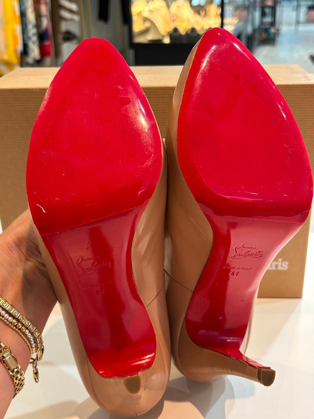 CHRISTIAN LOUBOUTIN ROLANDO 120 PLATFORM PATENT CALF LEATHER PUMPS