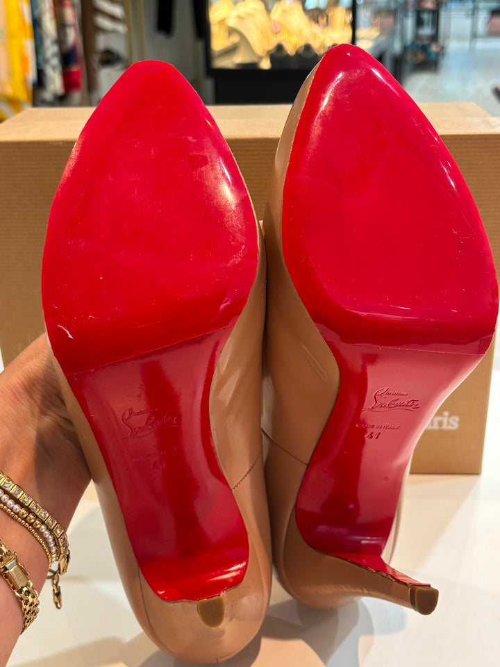 CHRISTIAN LOUBOUTIN ROLANDO 120 PLATFORM PATENT CALF LEATHER PUMPS
