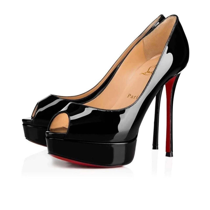 CHRISTIAN LOUBOUTIN PEEP 130 PLATFORM PEEP TOE PUMPS