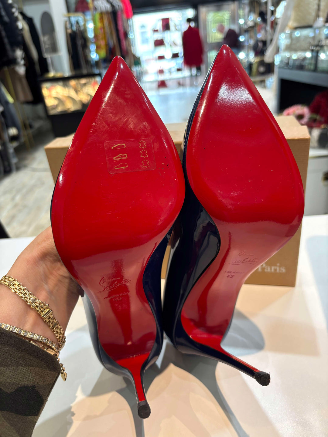 LOUBOUTIN PIGALLE 100 PATENT LEATHER PUMPS