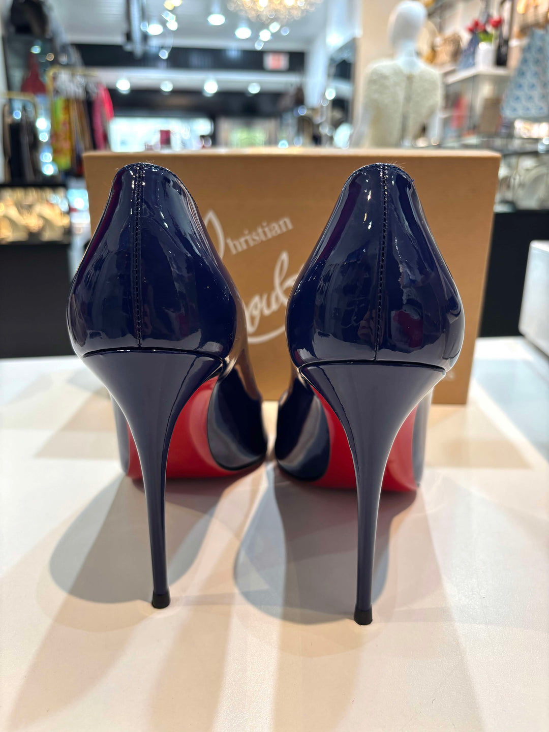 LOUBOUTIN PIGALLE 100 PATENT LEATHER PUMPS