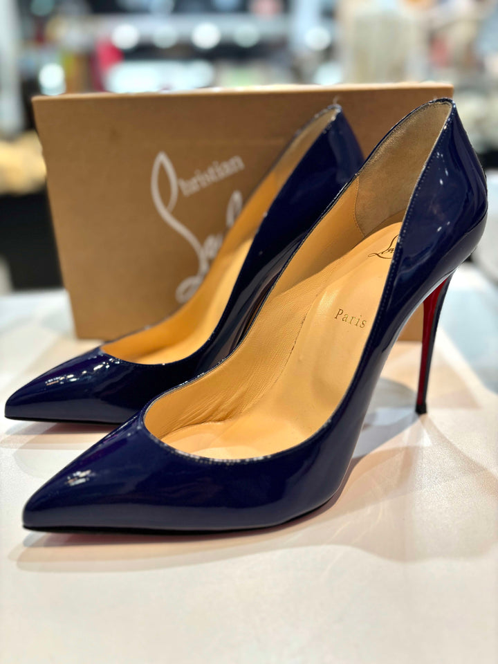 LOUBOUTIN PIGALLE 100 PATENT LEATHER PUMPS
