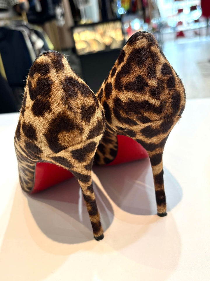 LOUBOUTIN PONY HAIR LEOPARD GEO SPIKE STUDDED TOE PUMPS LOUBOUTIN PONY HAIR LEOPARD GEO SPIKE STUDDED TOE PUMPS
