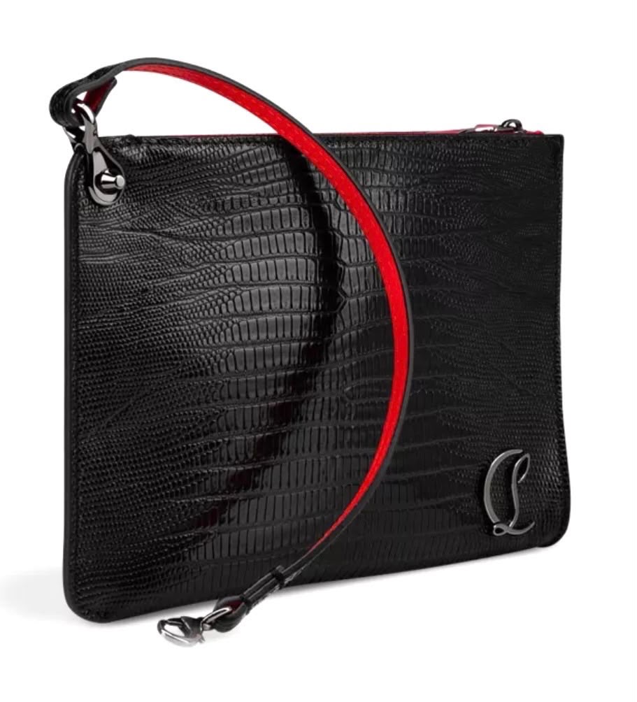 CHRISTIAN LOUBOUTIN LIZZY LIZARD-EMBOSSED LEATHER CLUTCH