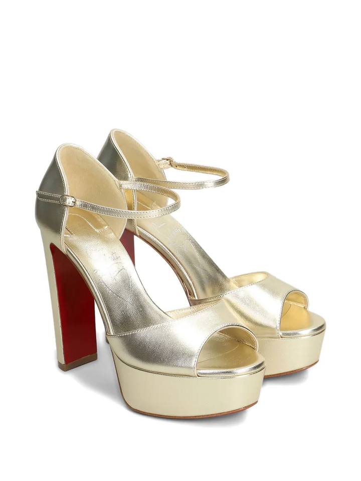 LOUBOUTIN LAMINATED NAPPA LEATHER SANDALOO 130MM SANDALS