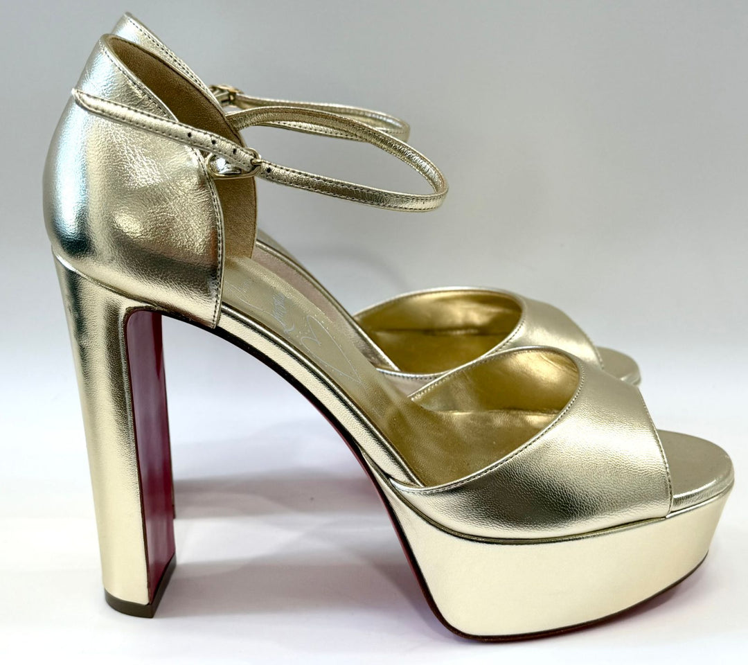 LOUBOUTIN LAMINATED NAPPA LEATHER SANDALOO 130MM SANDALS