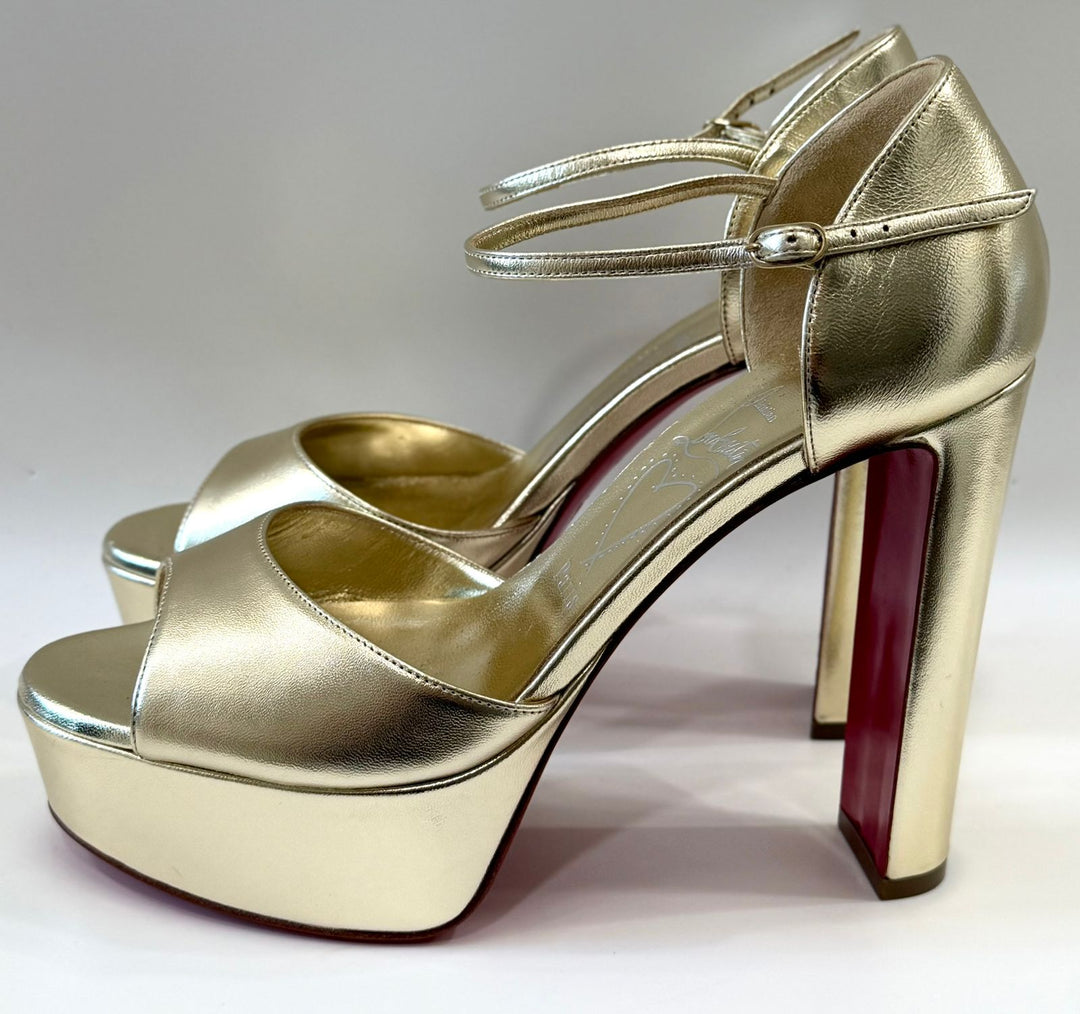 LOUBOUTIN LAMINATED NAPPA LEATHER SANDALOO 130MM SANDALS