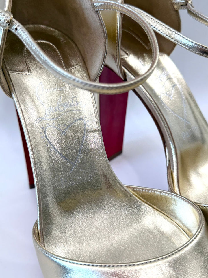 LOUBOUTIN LAMINATED NAPPA LEATHER SANDALOO 130MM SANDALS