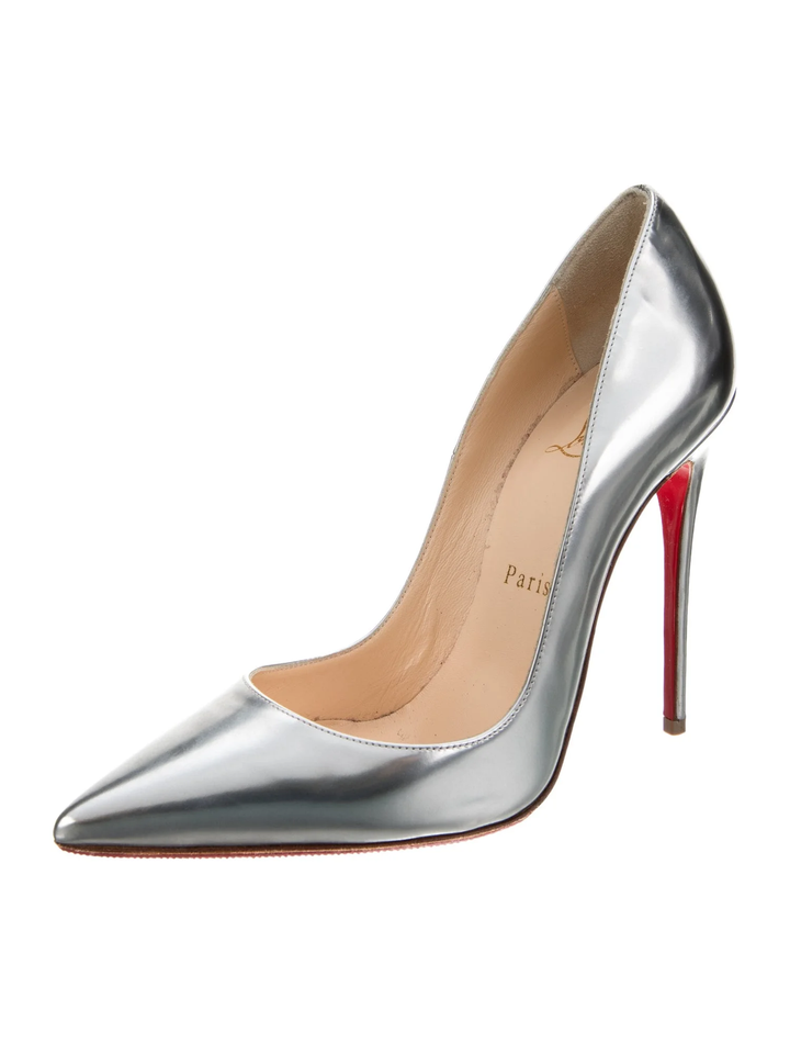 CHRISTIAN LOUBOUTIN METALLIC LEATHER SO KATE 120 PUMPS