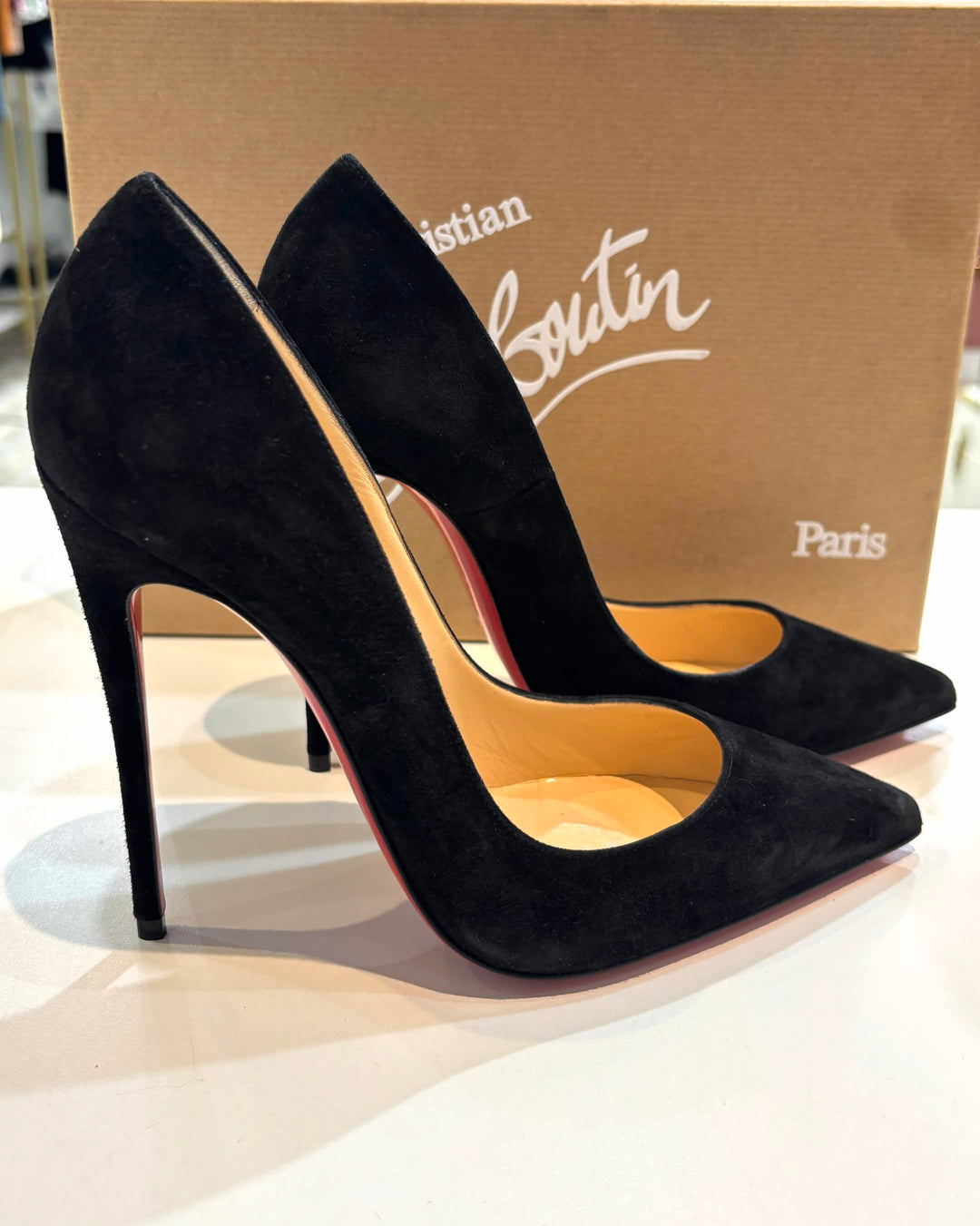CHRISTIAN LOUBOUTIN SO KATE 120 SUEDE PUMPS