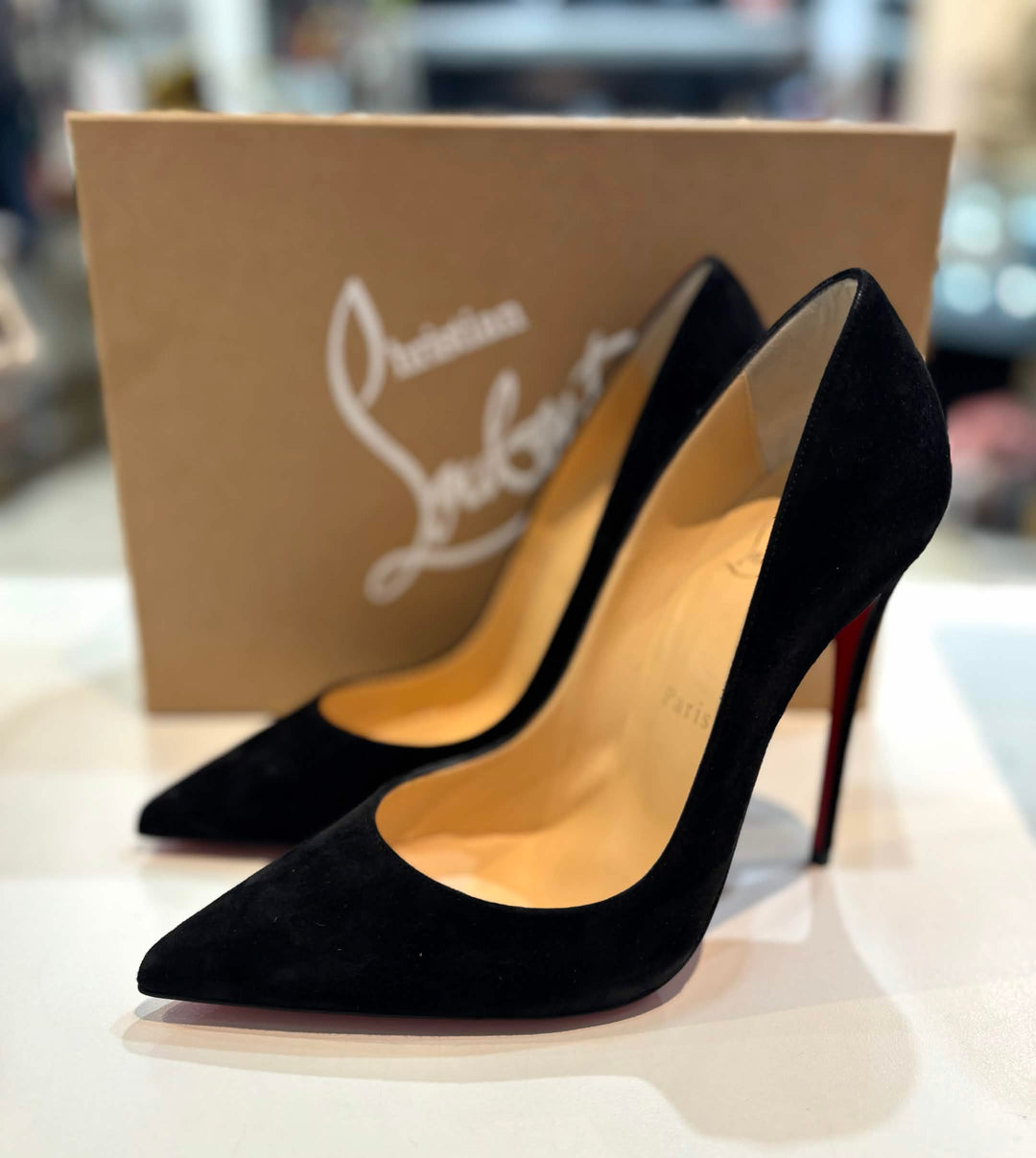 CHRISTIAN LOUBOUTIN SO KATE 120 SUEDE PUMPS