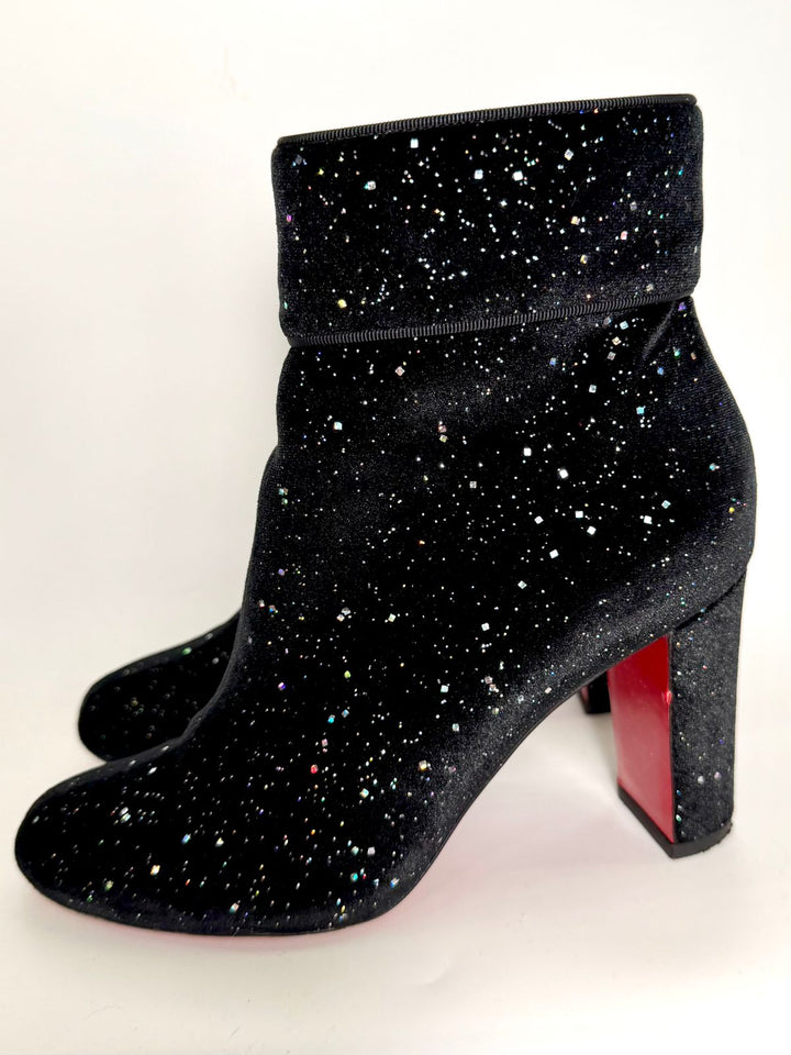 LOUBOUTIN VELVET GALACTICA MOULAMAX 85 BOOTIES