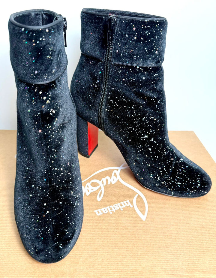 LOUBOUTIN VELVET GALACTICA MOULAMAX 85 BOOTIES