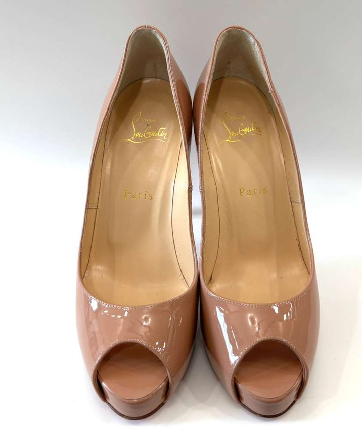 LOUBOUTIN VERY PRIVE 120 PLATFORM PEEP TOE PUMPS