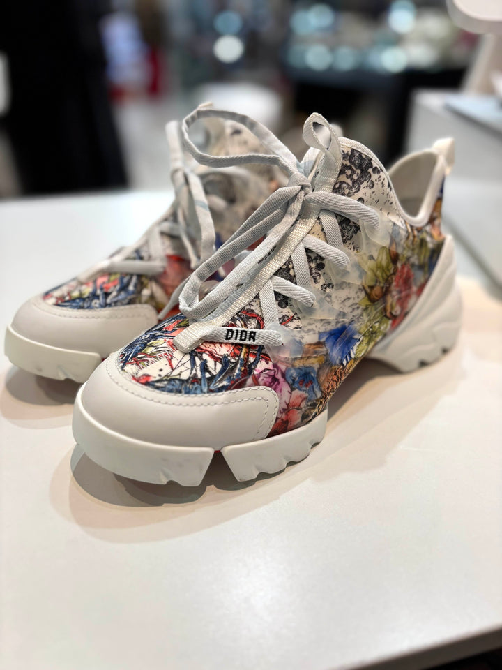 CHRISTIAN DIOR D-CONNECT ZODIAC PRINTED WHITE MULTICOLOR SNEAKERS