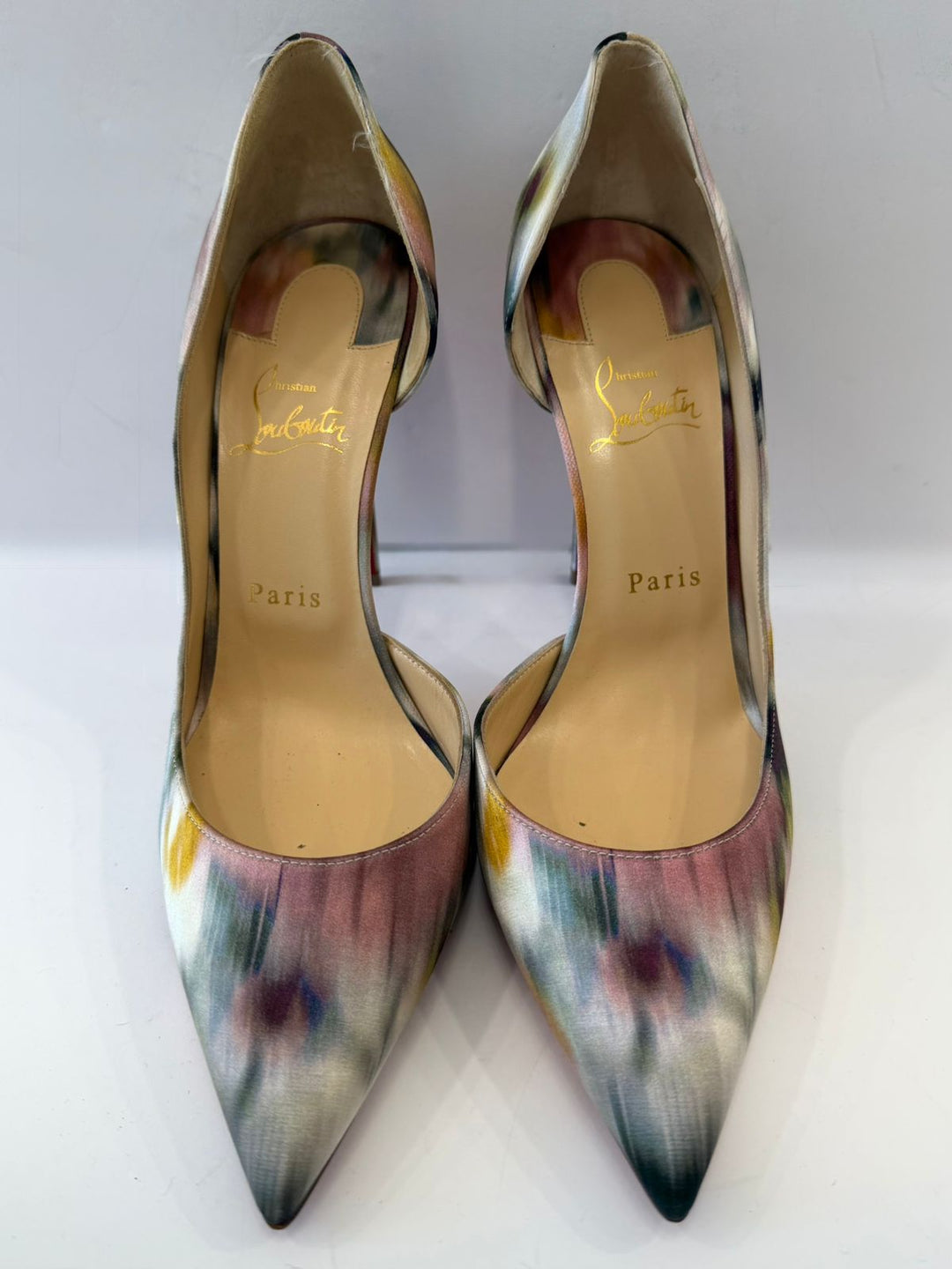 CHRISTIAN LOUBOUTIN CREPE SATIN STILETTO PUMPS