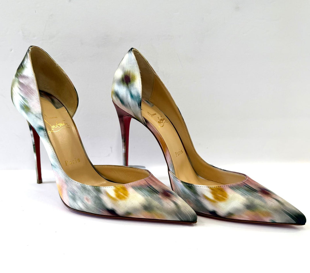 CHRISTIAN LOUBOUTIN CREPE SATIN STILETTO PUMPS