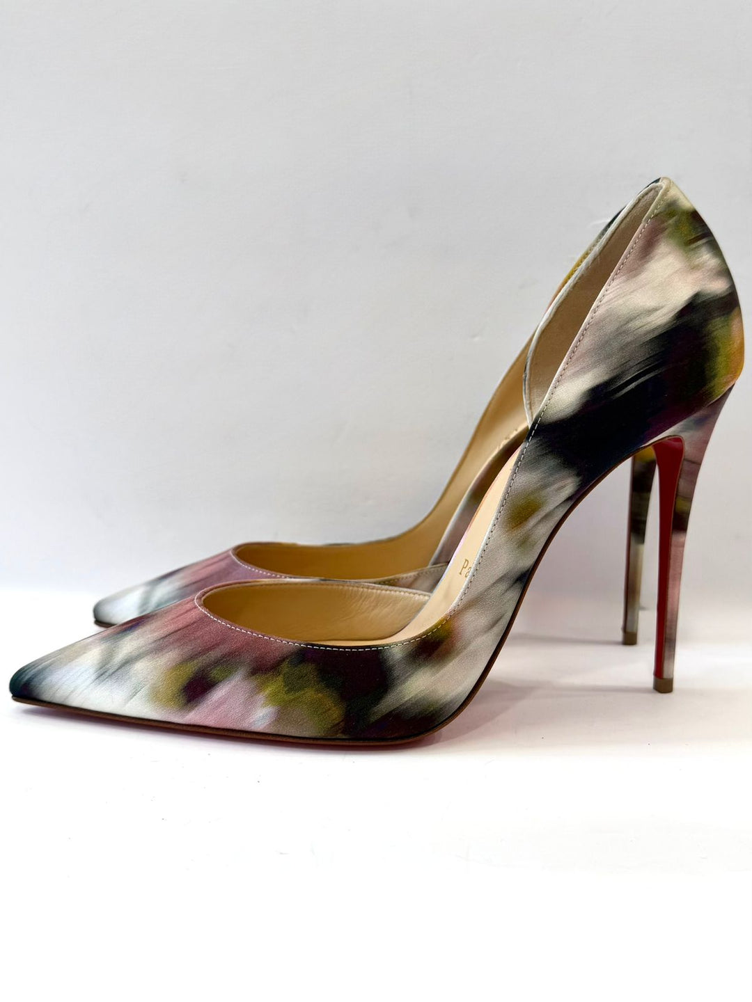 CHRISTIAN LOUBOUTIN CREPE SATIN STILETTO PUMPS