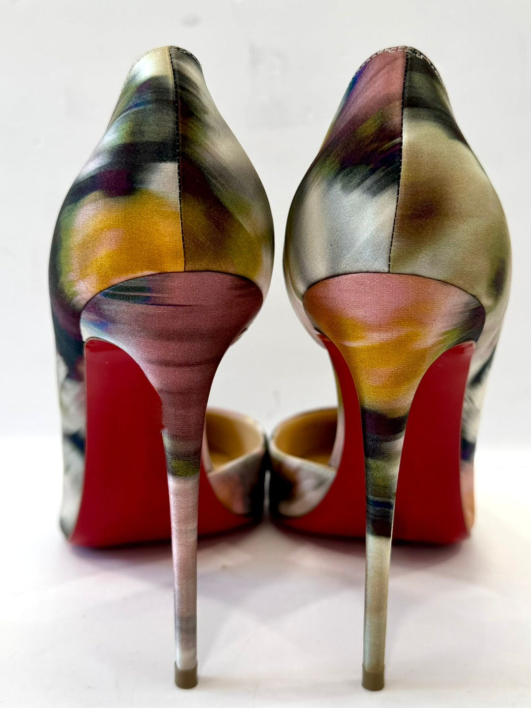 CHRISTIAN LOUBOUTIN CREPE SATIN STILETTO PUMPS