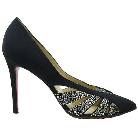 LOUBOUTIN SATIN CRYSTAL NOSY STRASS PUMPS