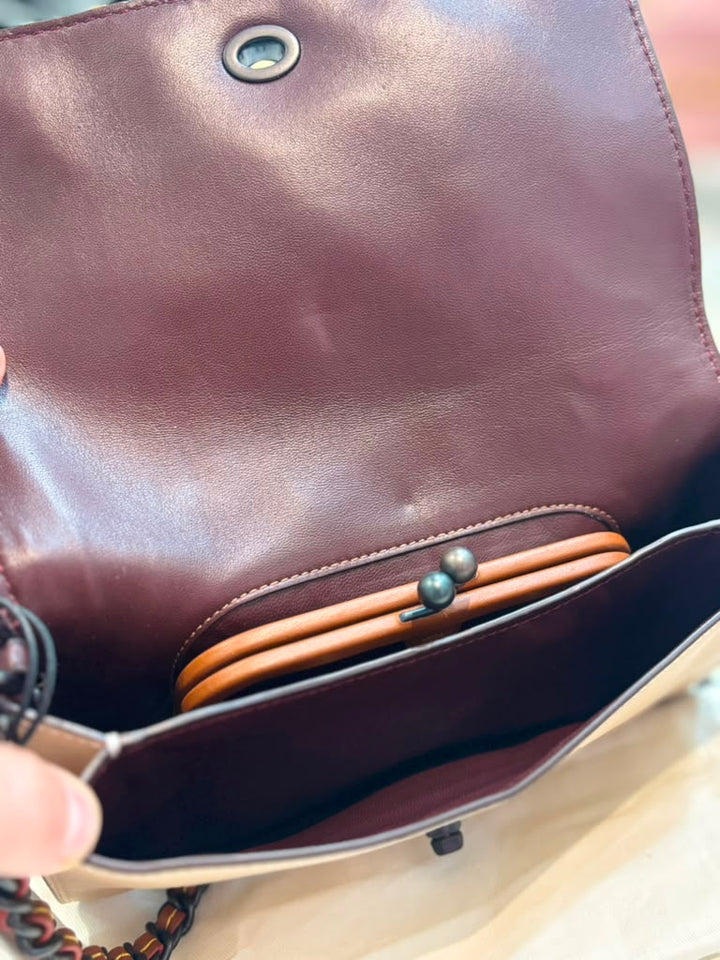 COACH TEA ROSE APPLIQUÉ DINKY LEATHER BAG
