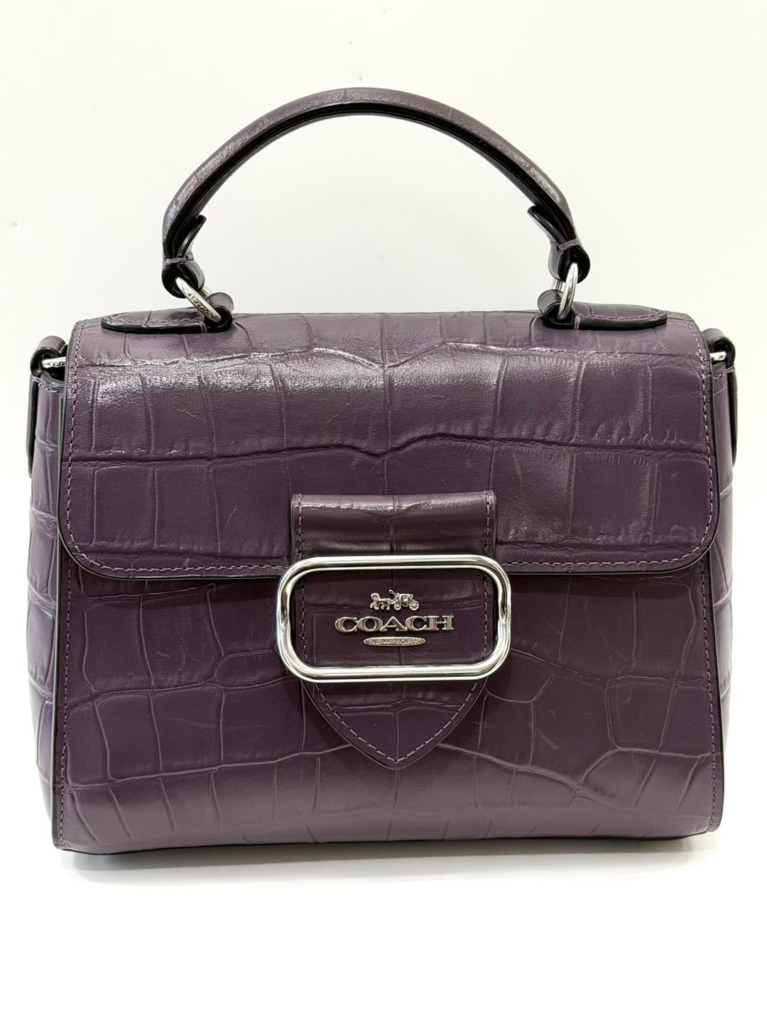 COACH MORGAN CROC EMBOSSED TOP HANDLE BAG