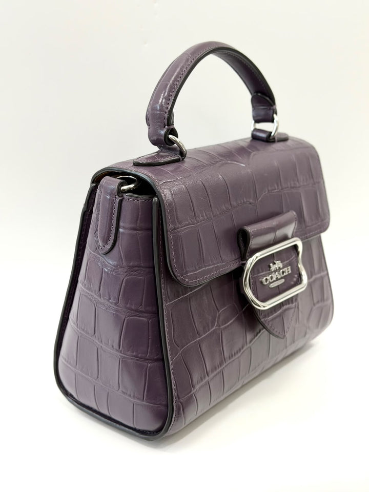 COACH MORGAN CROC EMBOSSED TOP HANDLE BAG