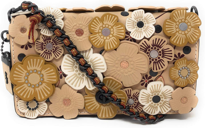 COACH TEA ROSE APPLIQUÉ DINKY LEATHER BAG