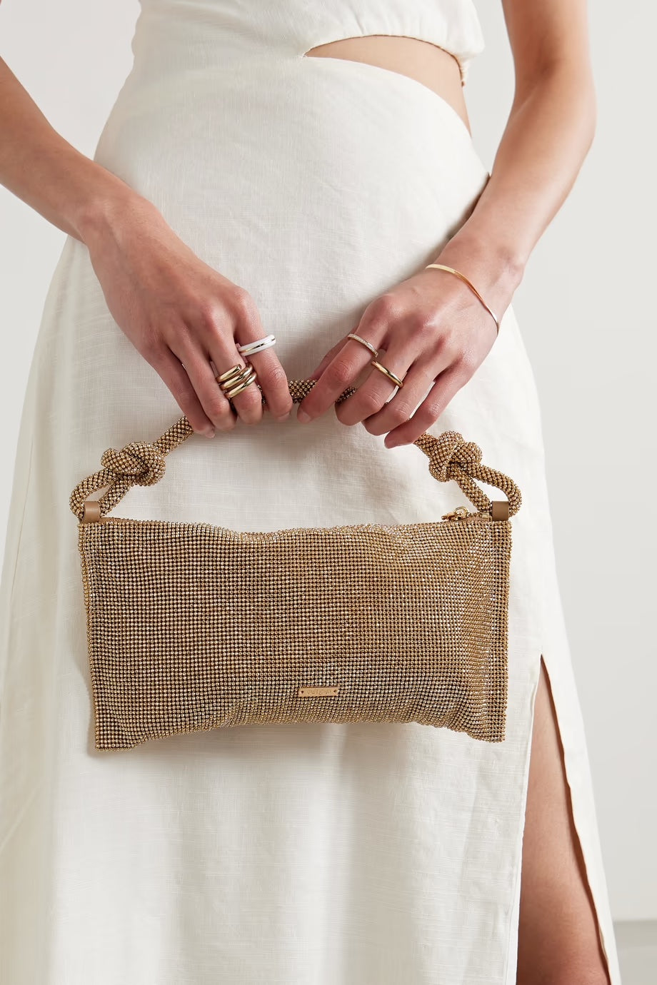 CULT GAIA HERA NANO CRYSTAL EMBELLISHED KNOTTED SHOULDER BAG