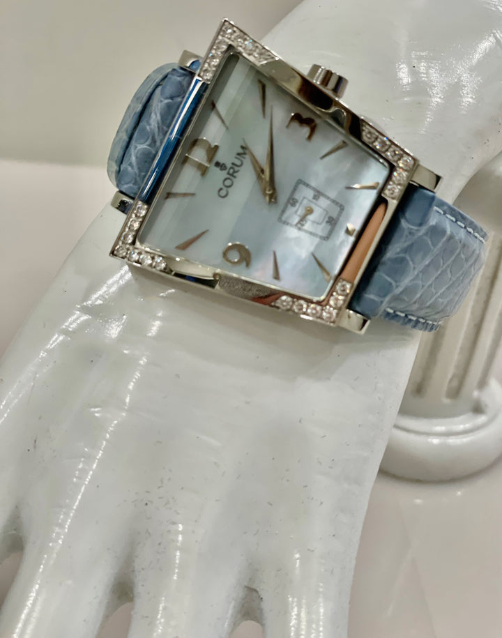 CORUM TRAPEZE STAINLESS STEEL DIAMOND BEZEL WATCH