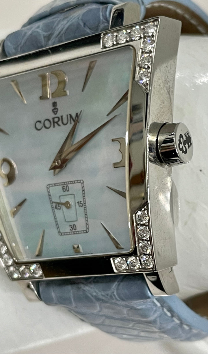 CORUM TRAPEZE STAINLESS STEEL DIAMOND BEZEL WATCH