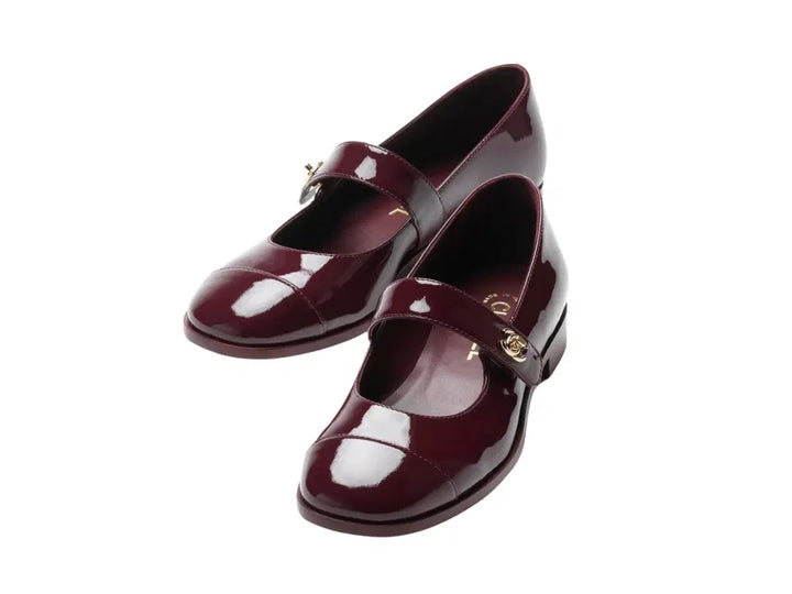 CHANEL CC PATENT CALF LEATHER  MARY JANE FLATS