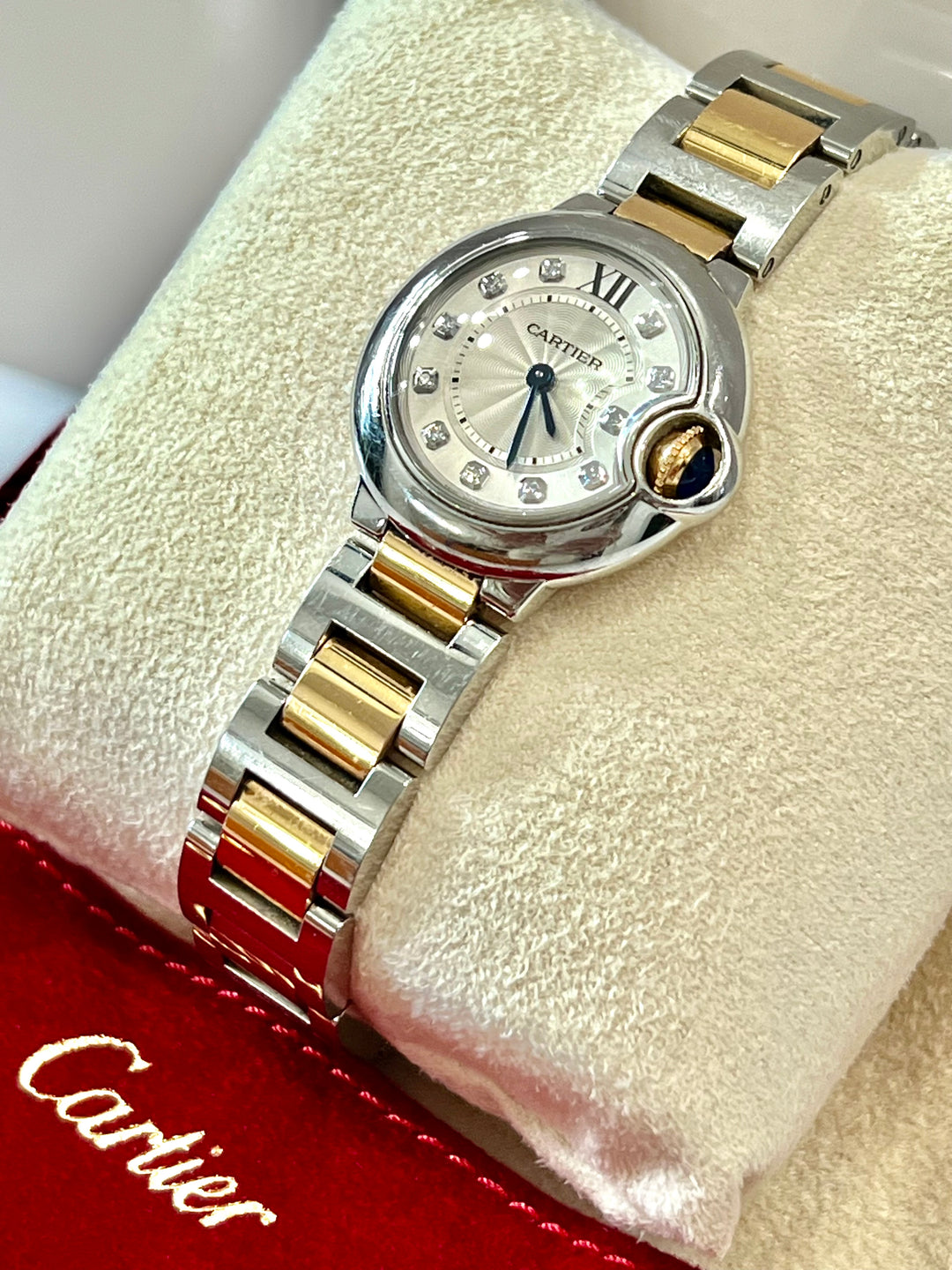 CARTIER BALLON BLEU STEEL ROSE GOLD DIAMOND WATCH