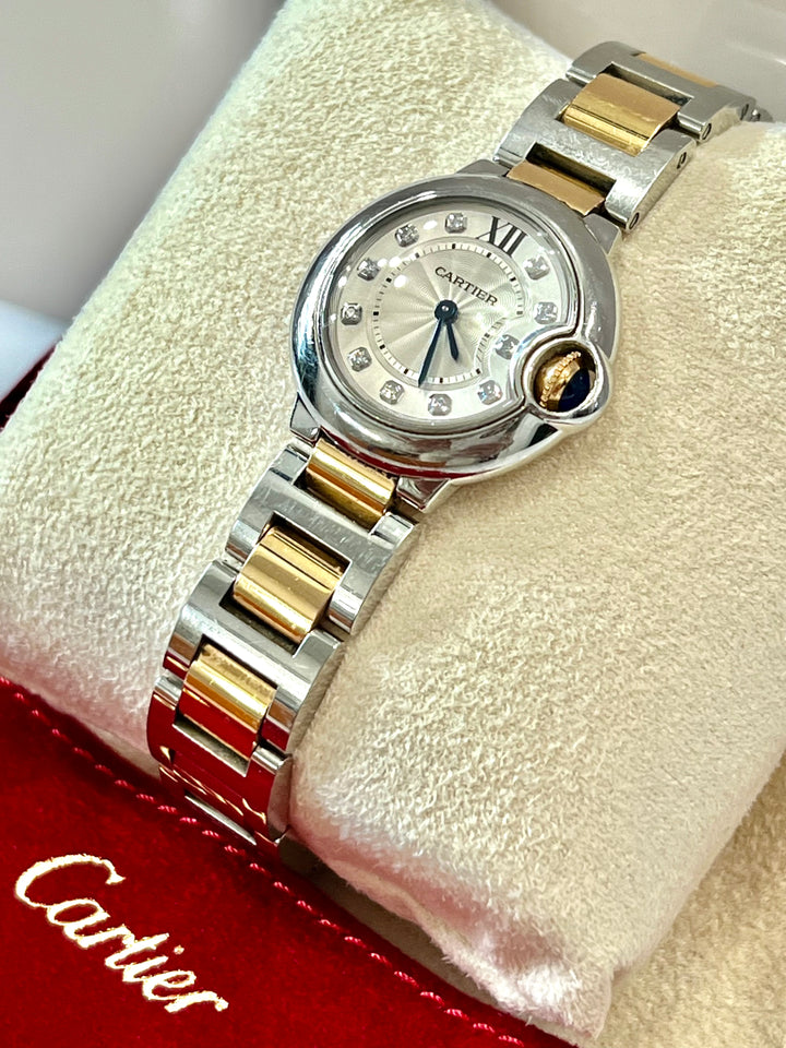 CARTIER BALLON BLEU STEEL ROSE GOLD DIAMOND WATCH