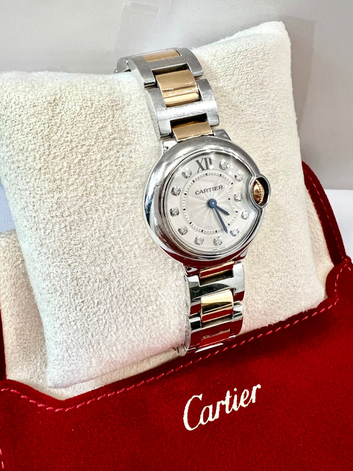 CARTIER BALLON BLEU STEEL ROSE GOLD DIAMOND WATCH