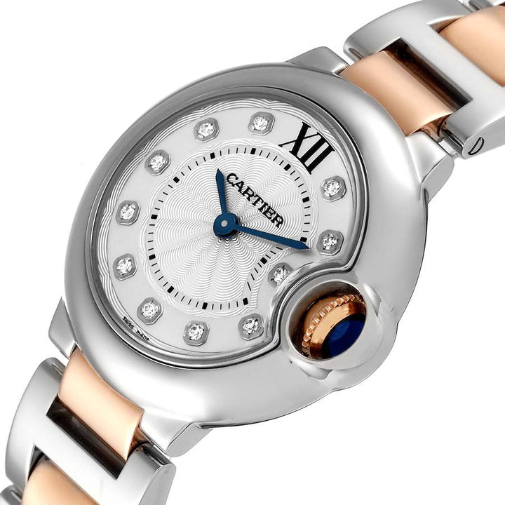 CARTIER BALLON BLEU STEEL ROSE GOLD DIAMOND WATCH