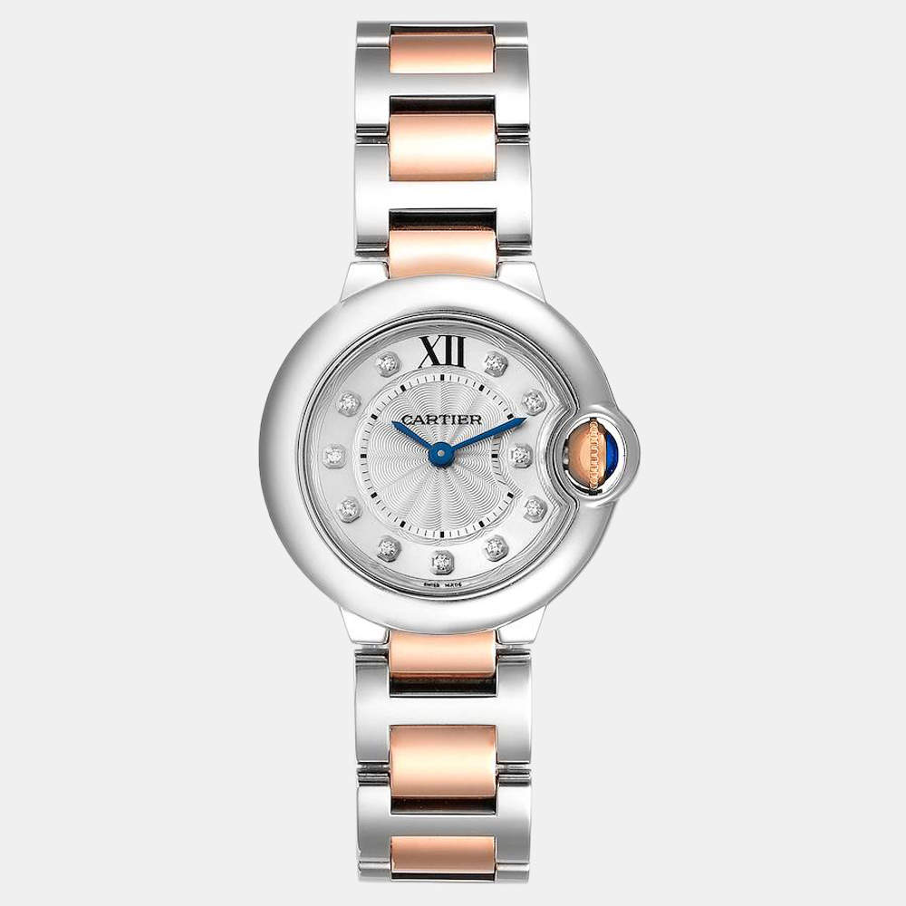 CARTIER BALLON BLEU STEEL ROSE GOLD DIAMOND WATCH