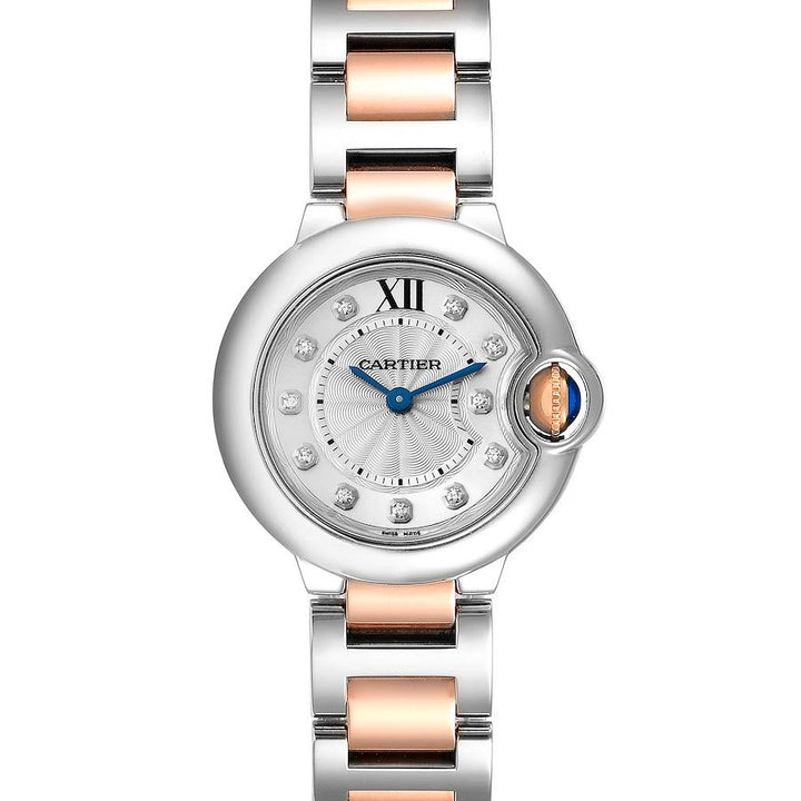 CARTIER BALLON BLEU STEEL ROSE GOLD DIAMOND WATCH
