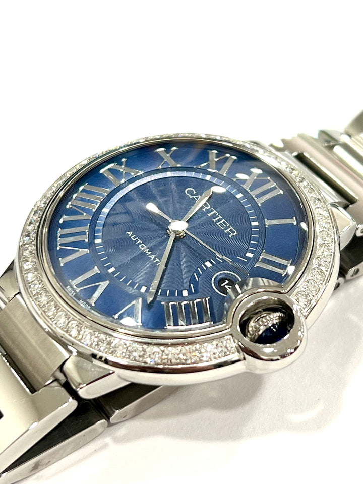 CARTIER DIAMOND BEZEL BALLON BLEU DE CARTIER 42 MM WATCH