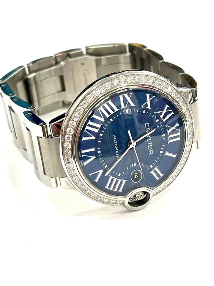 CARTIER DIAMOND BEZEL BALLON BLEU DE CARTIER 42 MM WATCH