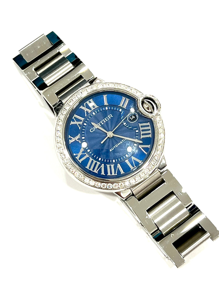 CARTIER DIAMOND BEZEL BALLON BLEU DE CARTIER 42 MM WATCH