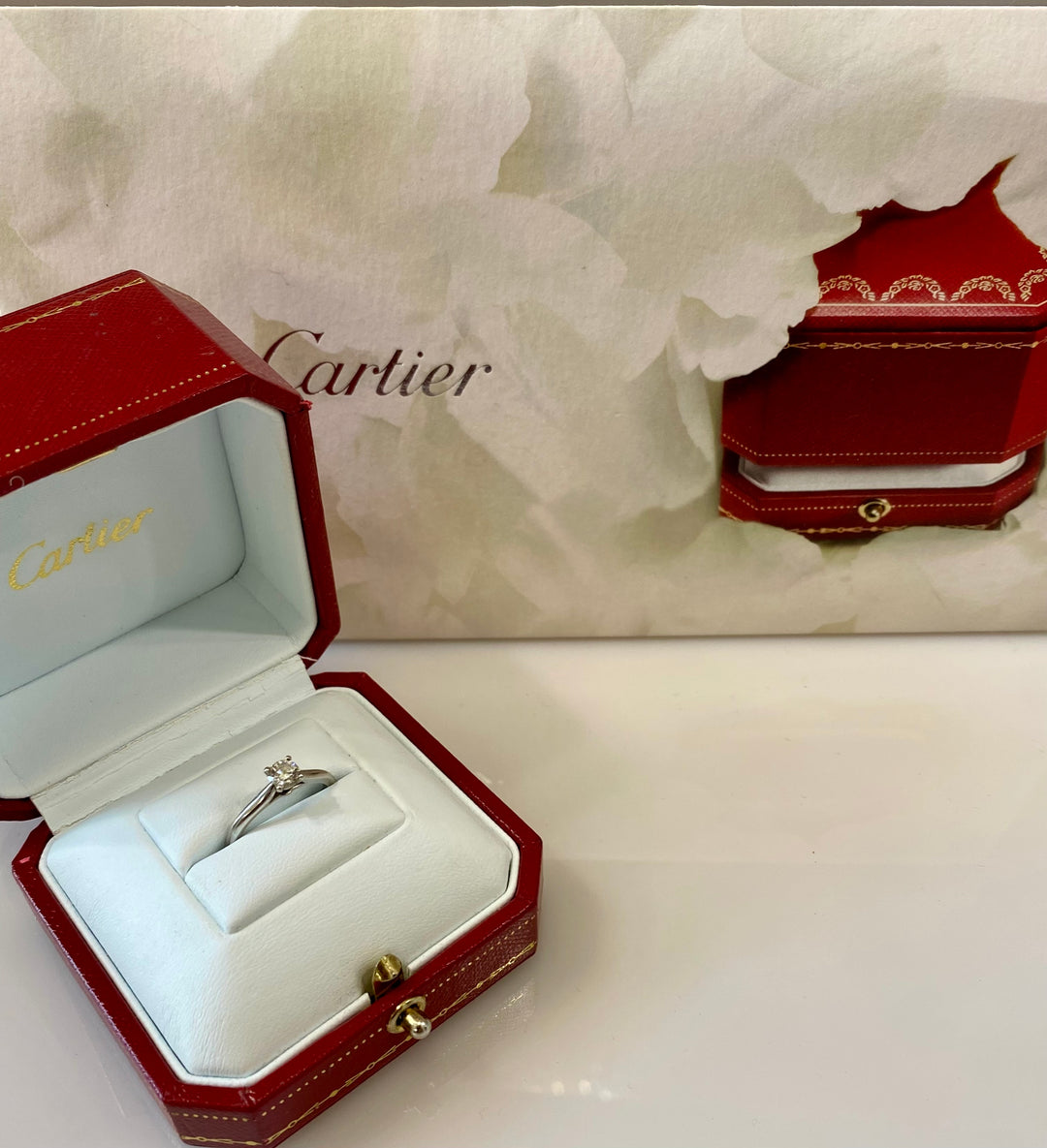 CARTIER 1895 SOLITAIRE RBC DIAMOND PLATINUM RING