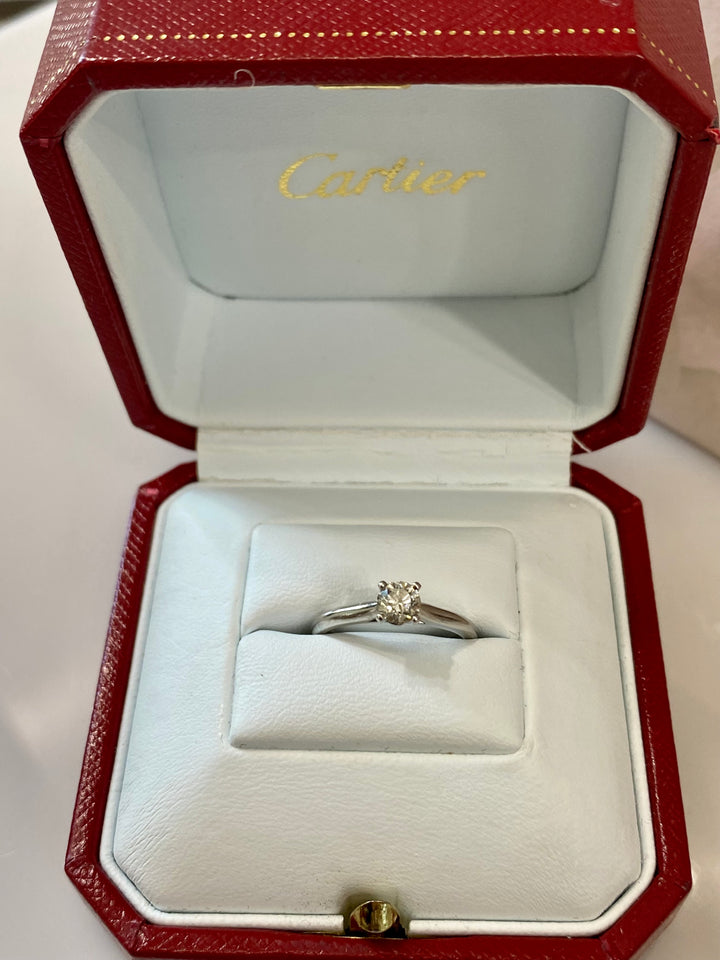 CARTIER 1895 SOLITAIRE RBC DIAMOND PLATINUM RING