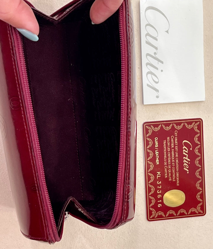 CARTIER HAPPY BIRTHDAY GLOSSY LEATHER CLUTCH BAG