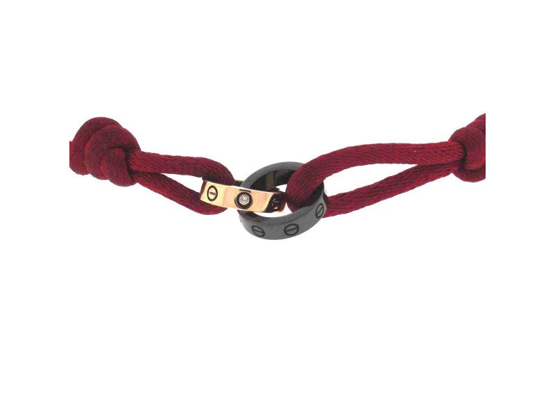 CARTIER LOVE DIAMOND 18K ROSE GOLD &amp; CERAMIC RED CORD BRACELET